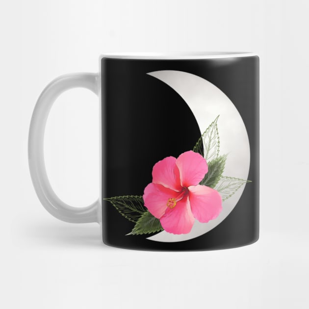 Halfmoon with Hibiskus Flower - tropical Flower by T-SHIRTS UND MEHR